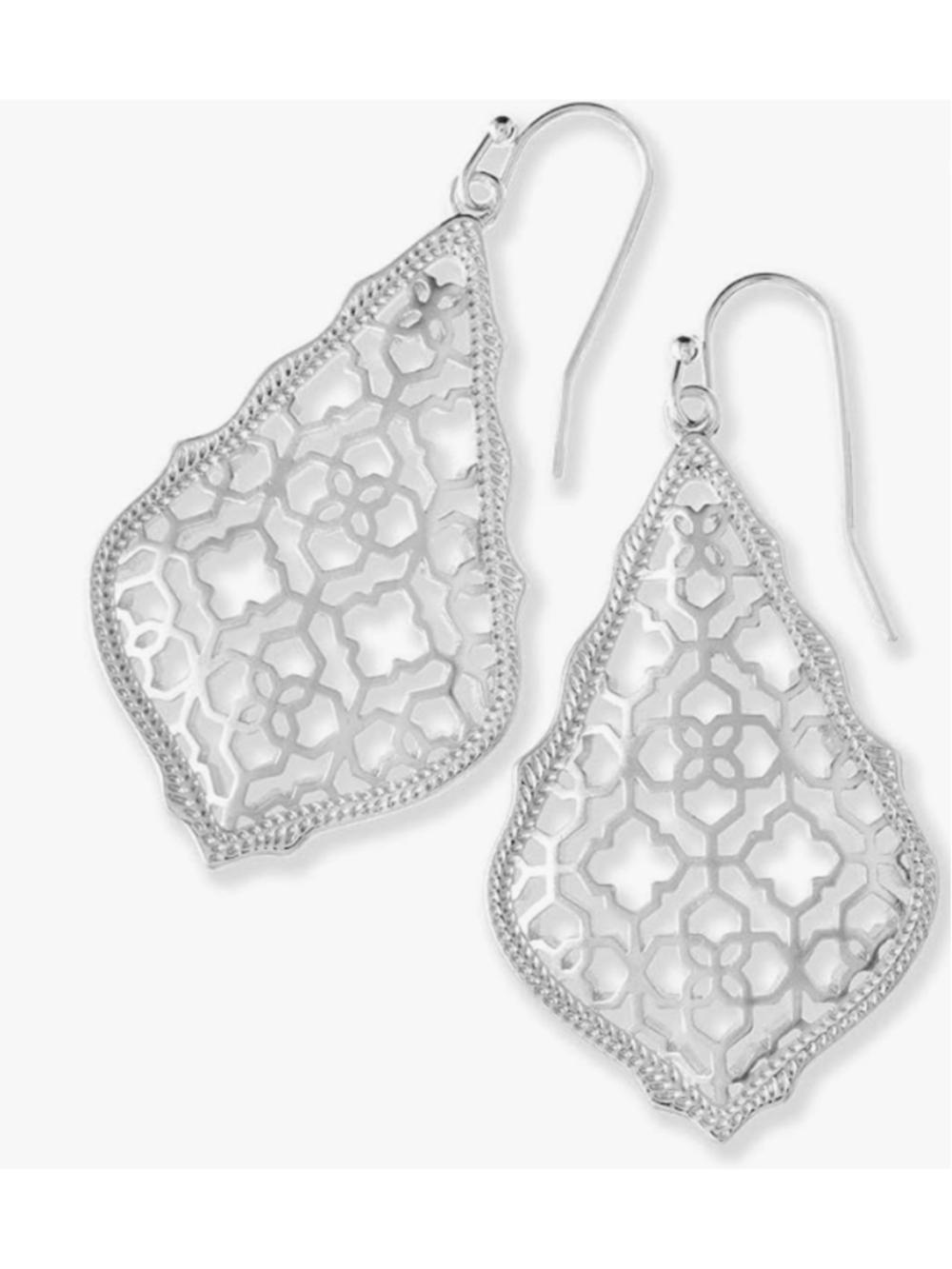 Kendra Scott Addie Drop Earrings Rhodium, Silver. Filigree design. New.